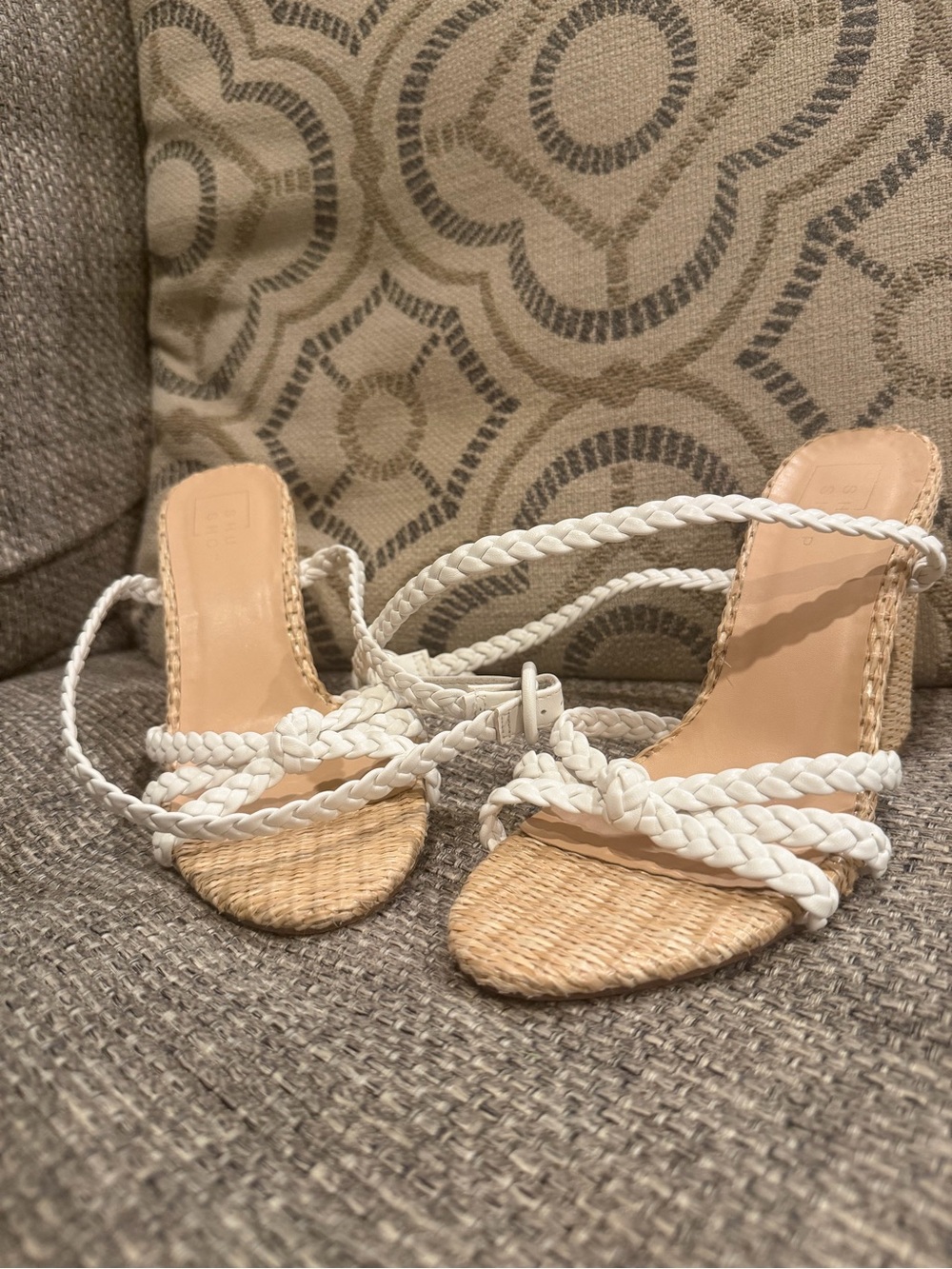 ShuShop White Braided Strappy Wedge Sandals